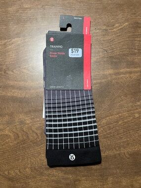 lululemon athletica Men’s Black & Gray Grid Crew Training Socks